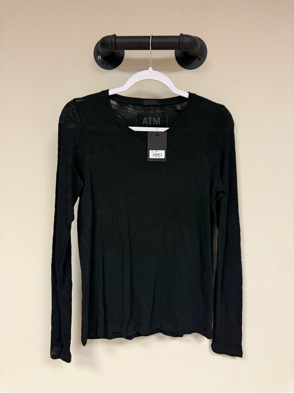 ATM Anthony Thomas Melillo Black Long-Sleeve Crewneck Tee NEW - Picture 3 of 7